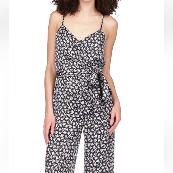 🖤MICHAEL KORS FLORAL PRINT TIE WAIST JUMPSUIT S - Picture 2 of 5